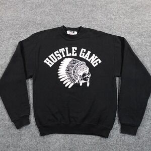 Hustle Gang Sweatshirt S Black Crewneck Headdress Native Indian Trap TI  12454
